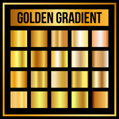 Vector set of golden gradients. Vector Illustration