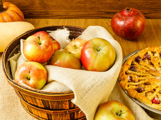 Apples for fall traditional apple pie still life.