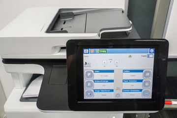 close up printer touch screen on copy setting