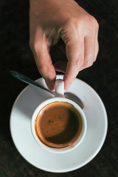 Drinks: Hand And Cup Of Coffee Espresso