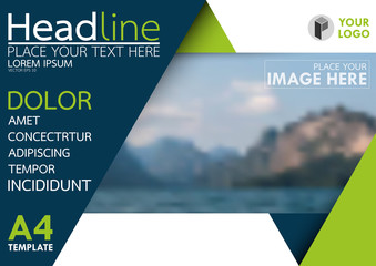 Blue and green flyer cover business brochure vector design, Leaflet advertising abstract background, Modern poster magazine layout template, Horizontal annual report for presentation.