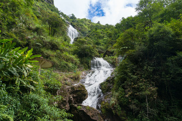 Naklejka na ściany i meble Tropical waterfall in the forest