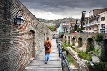 Traveler at Abanotubani district of Tbilisi
