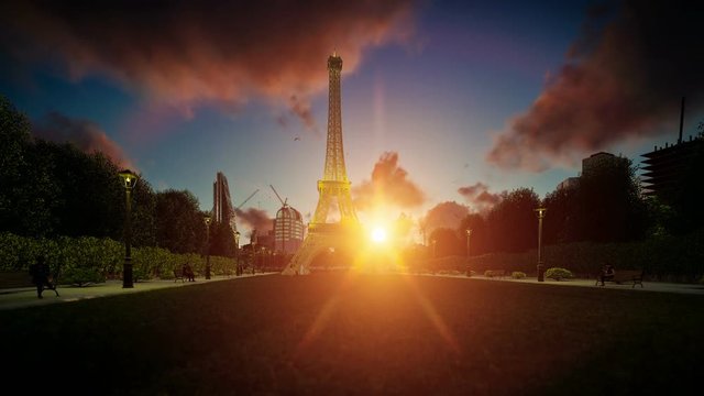 Wonderful view Eiffel Tower in Paris at sunset