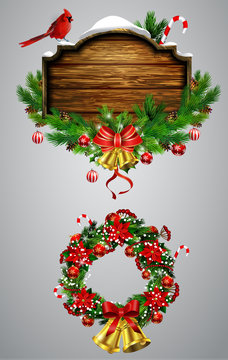 Vector wooden christmas board
