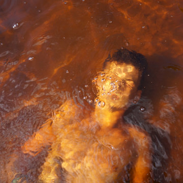 Boy under water