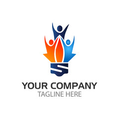 Combines lamp and people, Abstract lamp. Vector Illustration.