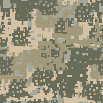 Green , beige and khaki digital camouflage is a colorful seamless pixel pattern that can be used as a camo print for clothing and background and backdrop or computer wallpaper