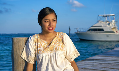 Mexican latin woman in Riviera Maya