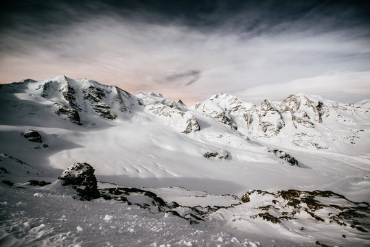 Panorama from Diavolezza by moonlight