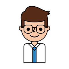 business young man character with glasses