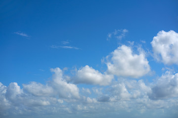 Blue summer sky white cumulus clouds