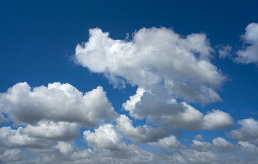 Fototapeta na wymiar Blue summer sky white cumulus clouds