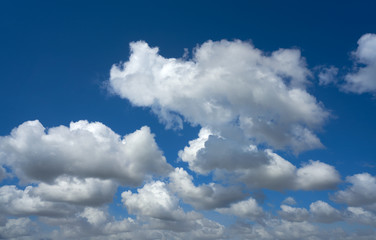 Blue summer sky white cumulus clouds