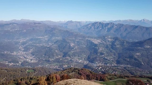 Great landscape on the Orobie Alps in fall time. Panorama from Linzone Mountain, Bergamo, Italy