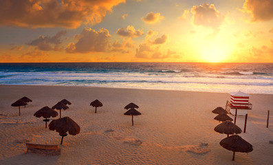 Cancun sunrise at Delfines Beach Mexico