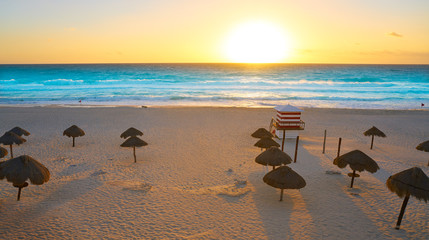 Cancun sunrise at Delfines Beach Mexico