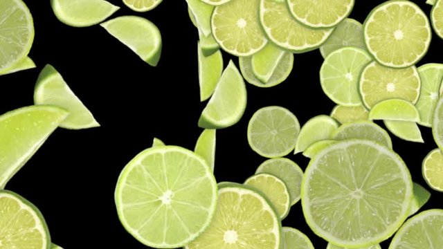 Falling LIMES Background, Loop,  60fps, with Alpha Channel, 4k

