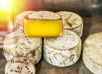  Different cheeses at open air-market.