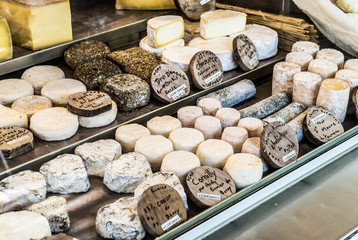  Different cheeses at open air-market.