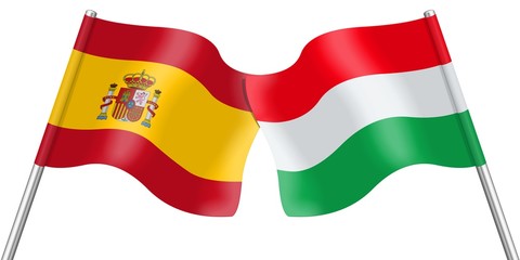 Flags. Spain and Hungary