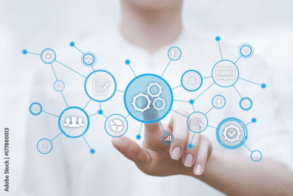 Poster automation software technology process system business concept