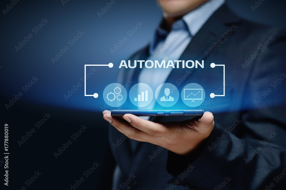 Poster automation software technology process system business concept