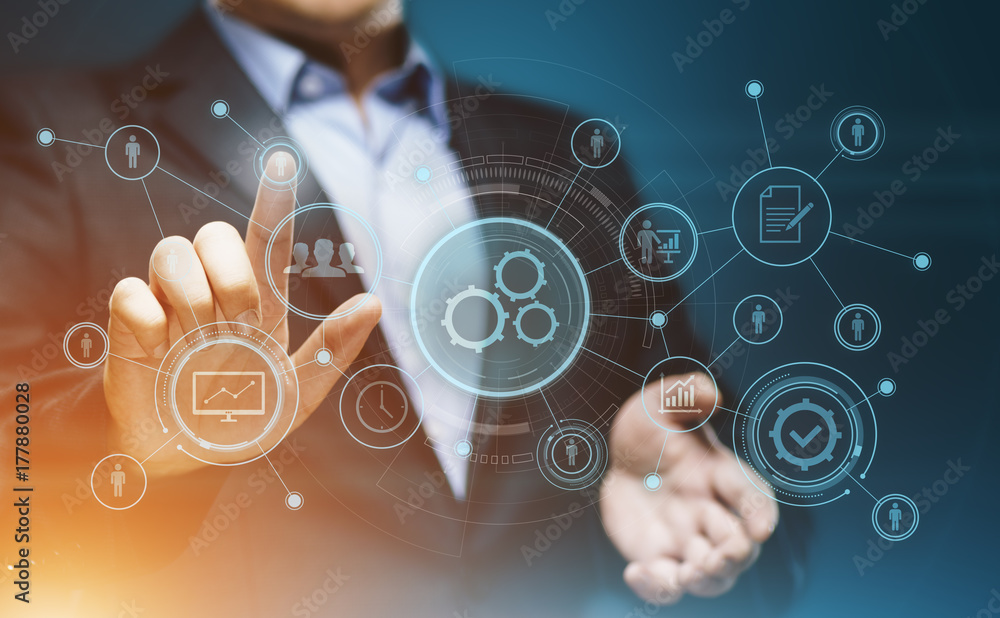 Poster automation software technology process system business concept