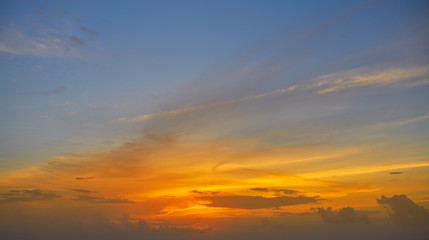 Colorful sunset sky in blue and orange