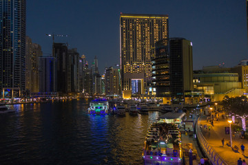 Fototapeta na wymiar Night view of Dubai Marina, UAE United Arab Emirates