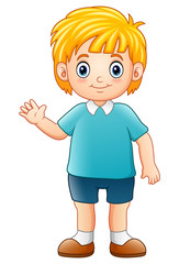 Cartoon boy waving hand