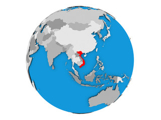 Vietnam on globe isolated