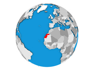 Western Sahara on globe isolated