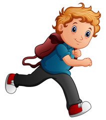 School boy cartoon running