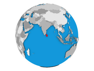 Fototapeta premium Sri Lanka on globe isolated