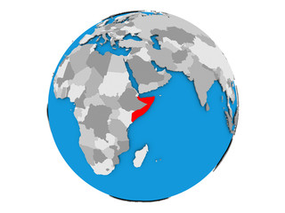 Somalia on globe isolated