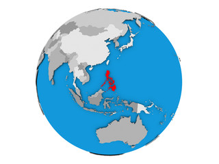 Philippines on globe isolated