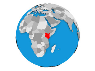 Kenya on globe isolated