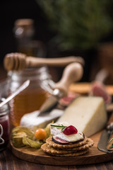 Cheese crackers with camembert,cranberry,fig and herb