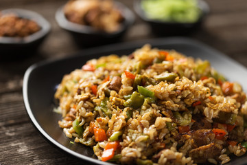 tasty japanese food on table