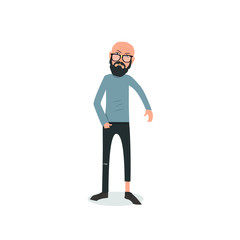Obraz premium Wyczerpany i kompletnie wymazany z kreskówki facet w zwykłym ubraniu, gestykulujący. Ilustracji wektorowych. Nowoczesna płaska konstrukcja.