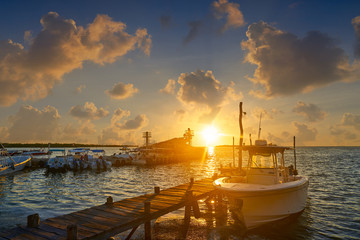 Fototapeta premium Holbox island port sunset in Quintana Roo