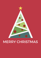 geometric vector background for poster or cover. Merry christmas, fir tree in abstract shapes in flat design