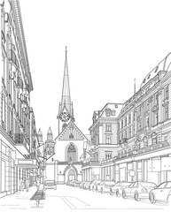 Sketch of a city street