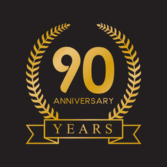 Fototapeta premium 90th anniversary years gold