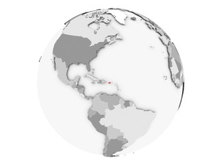 Puerto Rico on grey globe isolated