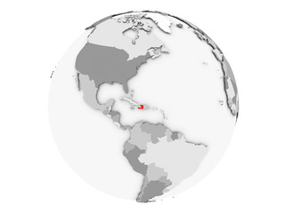 Obraz premium Haiti on grey globe isolated