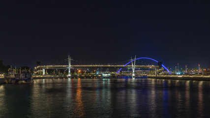 Fototapeta na wymiar Two bridges over Dubai Water Canal, Dubai, UAE United Arab Emirates