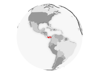 Obraz premium Panama on grey globe isolated