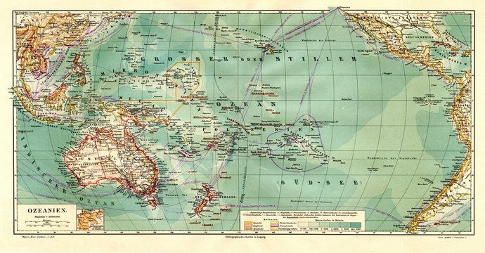 Map of Oceania (from Meyers Lexikon, 1896, 13/390/391)